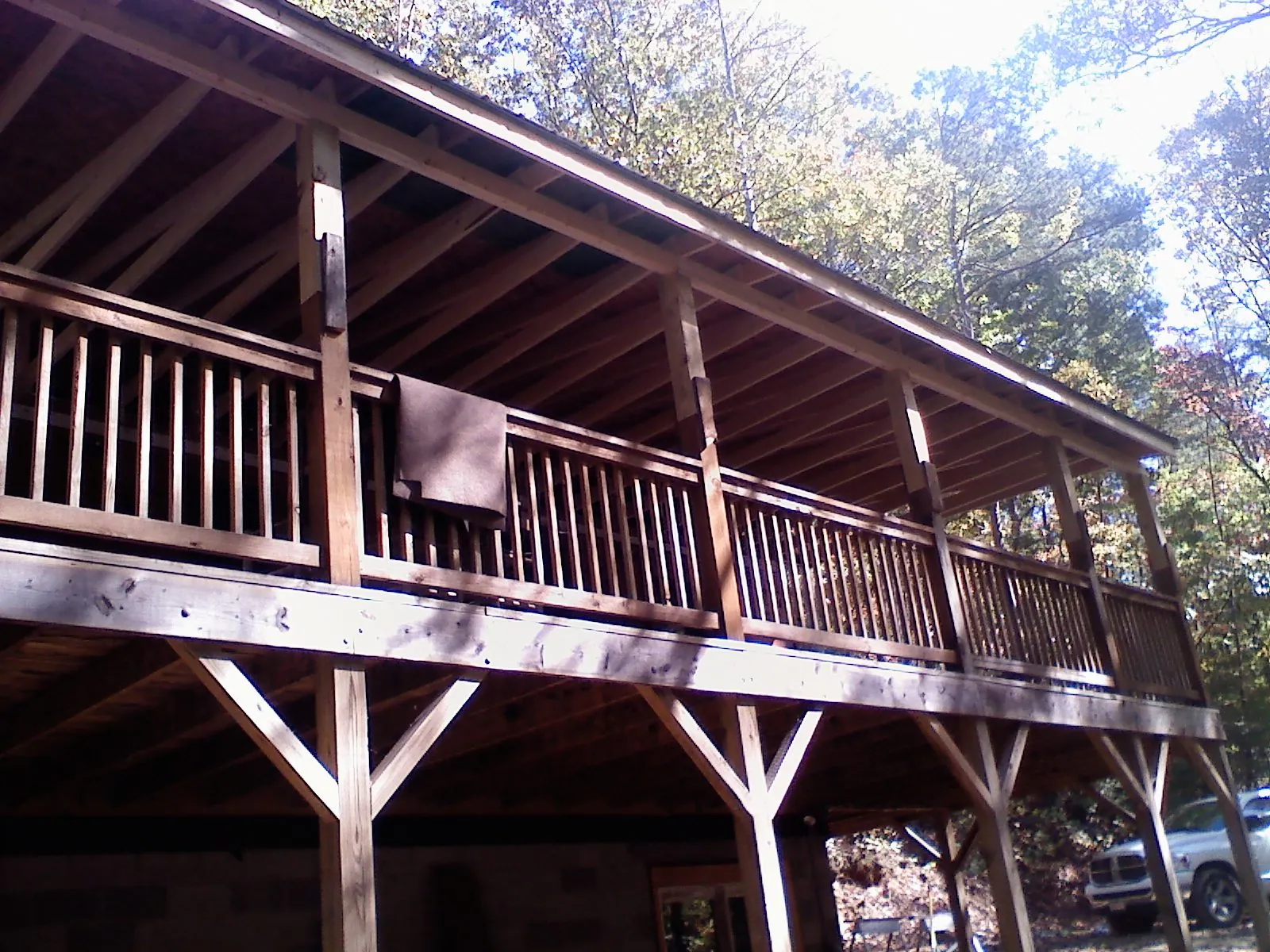 Timber framing under a new elevated porch and deck — Roof Leak Repair in Moorefield by Roofing Brothers